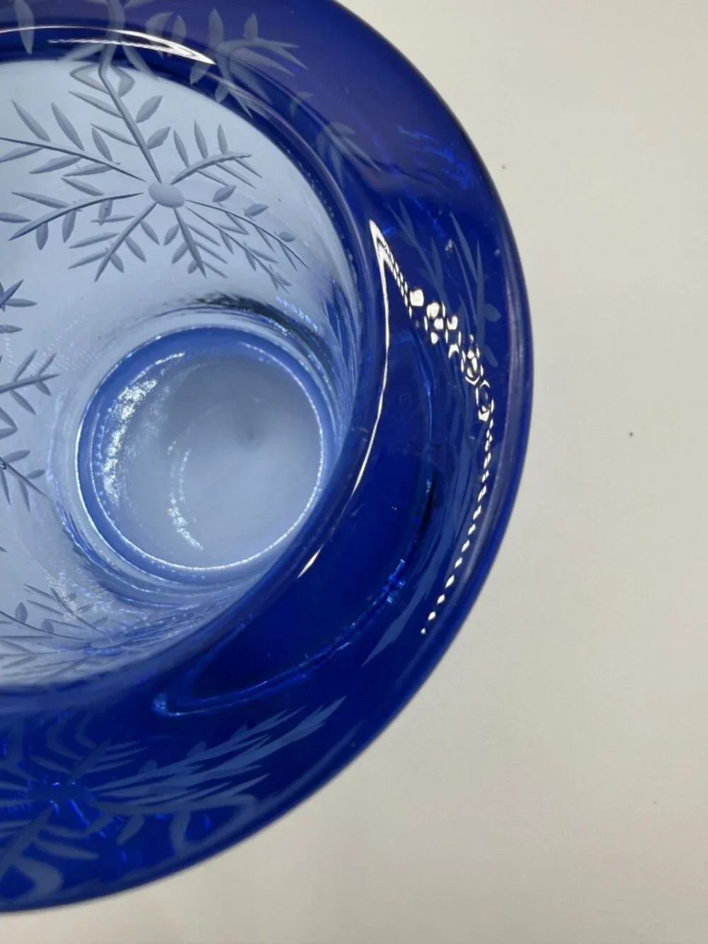 VTG Swiss Snowflake Blue Glass Votive Candle Holders